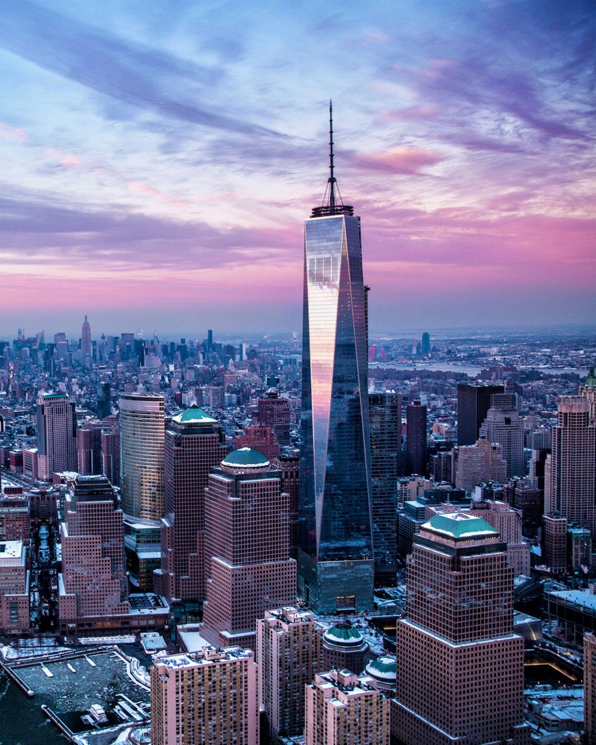 One World Trade Center, New York skyline at sunset